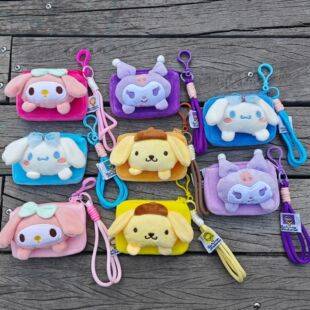 Cute cartoon plush keychain coin purse mini wallet bag pendant card holder earphone case gift wholesale