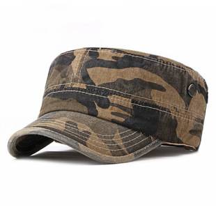 Men's Flat Cap Washed Spring New Outdoor Baseball Cap Women's Sun Protection Sun Hat Camouflage Simple Military Cap