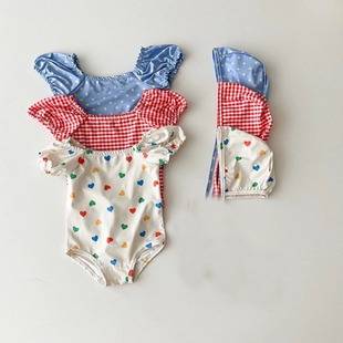 Summer Baby Girl Swimsuit and Swim Cap, Strap Romper, Baby Girl Swimming Beachwear, One-Piece Outfit