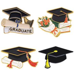 Graduation Season New Alloy Creative Series Brooch Jewelry Bouquet Certificate Bachelor's Hat Shape Painted Badge Brooch