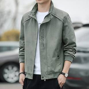 Jacket Men's Casual Spring & Fall Korean Style Trendyy Pure Cotton Tops Winter Velvet Youth Stand Collar Jacket Men's Clothing