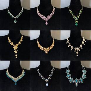 European and American cross-border hot-selling accessories, light luxury and high-end sparkling diamond party bridal dress wedding necklace accessories wholesale