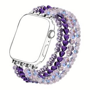 Fashionable cross-border black gallstone crystal bracelet smart watch strap suitable for Apple Watch 38-49mm