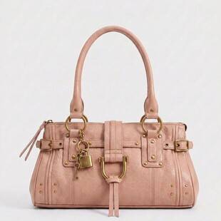 Millennial-style large-capacity women's handbag 2026 new cross-border trend lock and rivet underarm tote bag