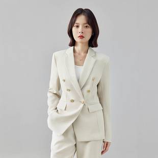 Autumn Blazer for Female College Students, White Interview Formal Wear, Professional High-End Style, Waist-Cinching for Petite Women