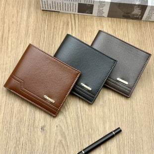 Foreign Trade Cross-border Explosions Men's Wallet Litchi Pattern Multi-card Large Capacity Soft Wallet Amazon Hot Selling Manufacturers in stock