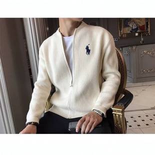 2026 Autumn and Winter New Men's Embroidered Ralph Lauren Logo Sweater Jacket Knitted Cardigan Casual Slim-Fit Top