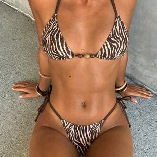 2026 Cross-Border European and American Swimwear New Style Sexy Leopard Print Triangle Cup High-End Swimwear Bikini Set for Women in Stock