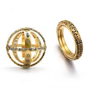 Astronomical Foldable Ring Necklace Astronomical Sphere Ball Ring Cosmic Finger Ring Couple Jewelry