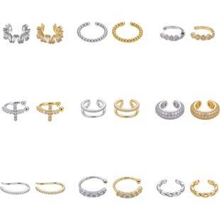 1688 In-Stock Direct Shipment Foreign Trade Hot-Selling Copper Micro-Inlaid Zircon C-Shaped Ear Clip Exquisite Versatile Ear Cuff for Non-Pierced Ears