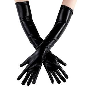 Patent Leather Long Sexy Women's Gloves Fun Black Imitation Leather Decorative Gloves Anime cosplay Pole Dance Performance Gloves