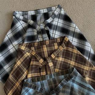 Trendy Niche Layered Plaid Skirt for Women, 2025 Autumn New High-Waisted Tie-Up Versatile A-Line Short Skirt