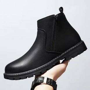 Autumn 2024 High-top New Men's Shoes European Station Men's Boots All-match Zipper Shoes Korean Style Martins Men's Casual Shoes
