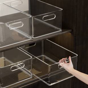 Transparent Sundries Storage Basket Household Cabinet Snack Toy Storage Basket Rectangular Plastic Desktop Storage Box