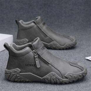 New autumn and winter styles: men's work boots, fleece-lined and thickened for warmth, high-top Martin boots, British-style soft-soled waterproof casual shoes