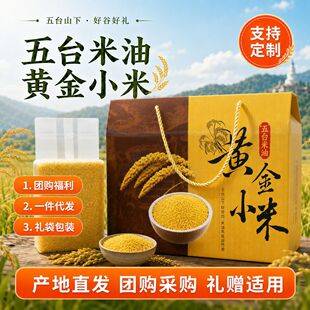 Wholesale Golden Millet Gift Box: Shanxi Farmhouse New Yellow Millet 5kg Vacuum Gift Box, Postpartum Stomach-Nourishing Cereal, Gift Giving