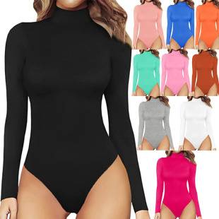 2022 Amazon AliExpress New Hot Sale Women's Sexy T-shaped Base Shirt Slim-fit Crewneck Jumpsuit