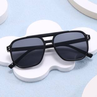 Cross-border Fashion double beam sunglasses wholesale men's and women's same gradient color large frame slimming sun protection sunglasses in stock