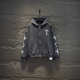 Ceiling CH+ Autumn/Winter Best-Seller Wholesale Prince Series Distressed Zipper Hoodie for Men and Women, available for single purchase