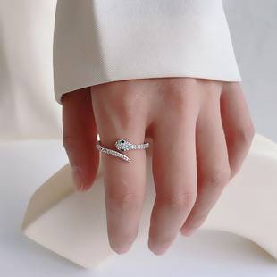 South Korea Simple Titanium Steel Ring Women's Ins Trendy Diamond Small Snake Index Finger Light Luxury Niche Design Sense Ring Jewelry