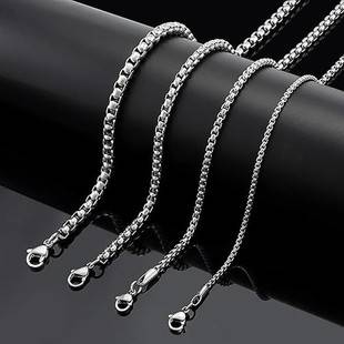 Stainless Steel Square Pearl Chain Necklace with Chain, Popular in Europe and America, DIY Jewelry Accessories, Chain, Clavicle Chain, Neck Chain Accessories
