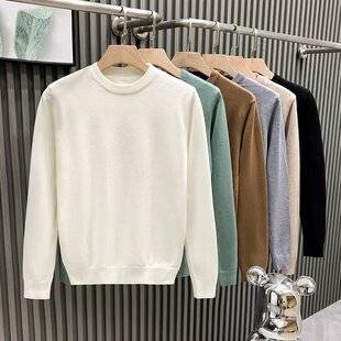Round Neck Knitwear Men's Autum New Pure Color Casual Bottoming Knitwear Japanese Style Trbottomyy Simple and Handsome Pullover Knitwear