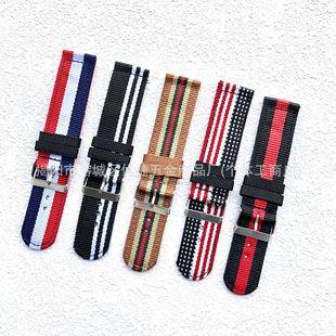 Casual Canvas Strap for Samsung Nylon Striped Cloth Ring Fashion Breathable applewatch Braided Watch Strap