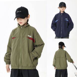 Boys' Japanese-style jacket 2026 autumn children's color-blocking baseball jacket stylish boy's stand-up collar aviator jacket trendy