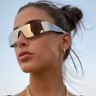 Frameless Sunglasses for Women, One-Piece Tile-Style Punk Sports Sunglasses, Men's Sunglasses, Colorful Fashion Glasses
