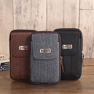 New Mobile Phone Bag, Waist Bag, Men's Canvas Mobile Phone Case, Men's Belt Bag, Belt Button, Work Site Mobile Phone Bag