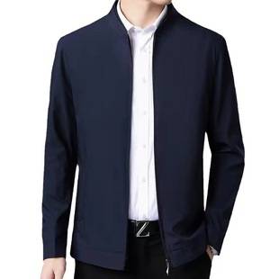 High-End Jacket Men's Counter Genuine Middle-Aged Cadre Casual Jacket Spring & Fall Dad Wear Lapel High-End Jacket Thin Section