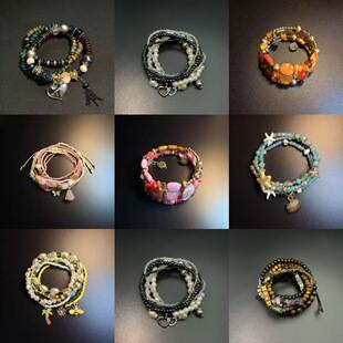 Cross-Border Popular Crystal Seed Bead Bracelet, Vintage Bohemian Multi-Layered Stacking Bracelet Set, Wholesale from the Source Manufacturer