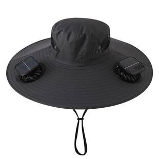 Solar-powered fan sun hat for men, summer outdoor fishing sun protection wide-brimmed fisherman hat, quick-dry camouflage breathable hat