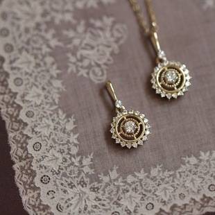 Destiny Compass 925 Sterling Silver Plated with 18K Gold Necklace Small Zircon Mini Vintage Disc High-End Pendant Japanese Style Pendant