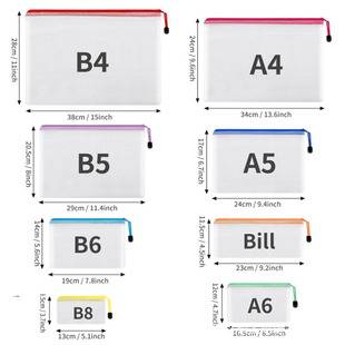 Pvc Mesh File Bag A4 Transparent Waterproof Plastic Zipper File Bag Test Paper Bag Document Bag Data Storage Bag