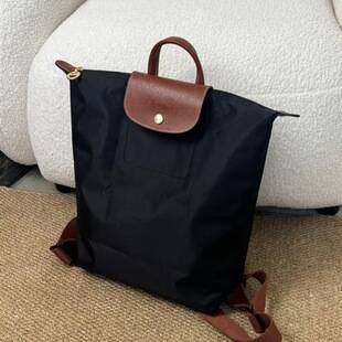 French Longchamp Large Nylon Foldable Waterproof Backpack, Large Capacity Dumpling Bag, Unisex Commuter School Bag