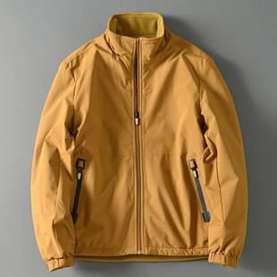 Reversible Jacket for Autumn and Winter, Men's Outdoor Windproof and Waterproof Stand-Up Collar Fleece-Lined Warm Jacket, Casual Trendy Brand Coat