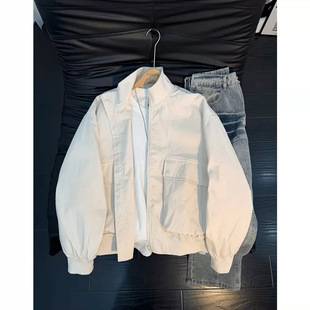 Men's large-pocket workwear flight jacket, suitable for spring and autumn, American-style, clean fit, stylish, casual, and loose-fitting outerwear