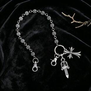 Multi-Element Chain for Pants, Bag Chain, Sword, Round Beads, Cross, Waist Chain, Lobster Clasp, Pendant, Jeans Chain