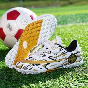 Football Shoes Children Adolescent Velcro Boys and Girls Spike Crushed Nails Flat Competition Sneakers for Primary and Secondary School Students