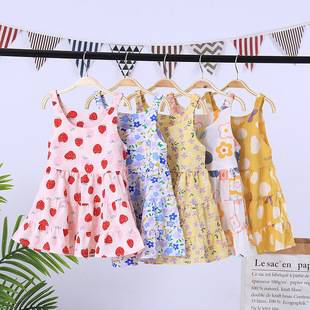 Summer New Girls Cotton Silk Dress Fashionable Floral Princess Dress Children Baby Thin Skirt Wholesale