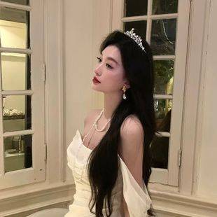 Flower Princess Same Style Hair Accessories Light Luxury Crown Elegant Wedding Accessories Hair Hoop Birthday Gift Cross-border Explosive Crown