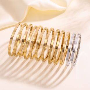 Titanium Steel Gold-Plated Bracelet, Popular Cross-Border Style in Europe and America, 4mm Bracelet, 18K Waterproof, Non-Fading, Factory Wholesale Direct Sales
