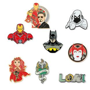 Marvel peripheral Crimson Witch Iron Man metal brooch Moonlight Knight Batman luminous badge collar pin