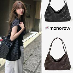 In-stock Monorow Korean-style tote bag, large-capacity hand-woven handbag, shoulder bag, underarm bag for women