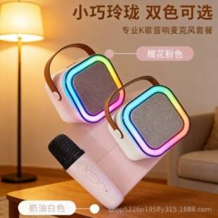 Karaoke Microphone Hot-Selling Mini All-In-One Home K12 Bluetooth Speaker New Product Cross-Border Hit