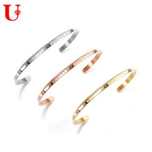 Dw Same Style Simple Titanium Steel Bracelet C-Shaped Open Bevel Bracelet Bracelet Source Factory Wholesale Live Supply