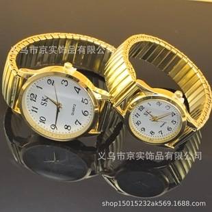 Middle-Aged and Elderly Pointer Digital Face Men and Women Quartz Large Dial Watch Elastic Band Couple Fashion Wholesale