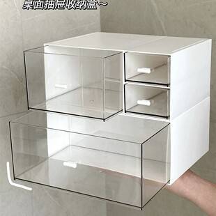 Desktop drawer-style storage box, student stationery and cosmetic organizer, office transparent acrylic shelf