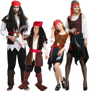 New Halloween Cosplay Costumes for Men and Women Parent-Child Pirate Clothes Pirates of the Caribbean Costumes